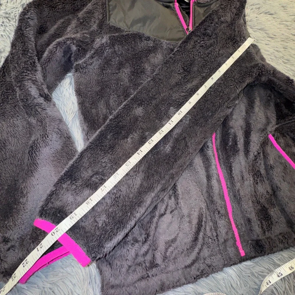 The North Face Girls XL 18 Suave Oso Full-Zip Hooded‎ Jacket Gray Pink Fleece